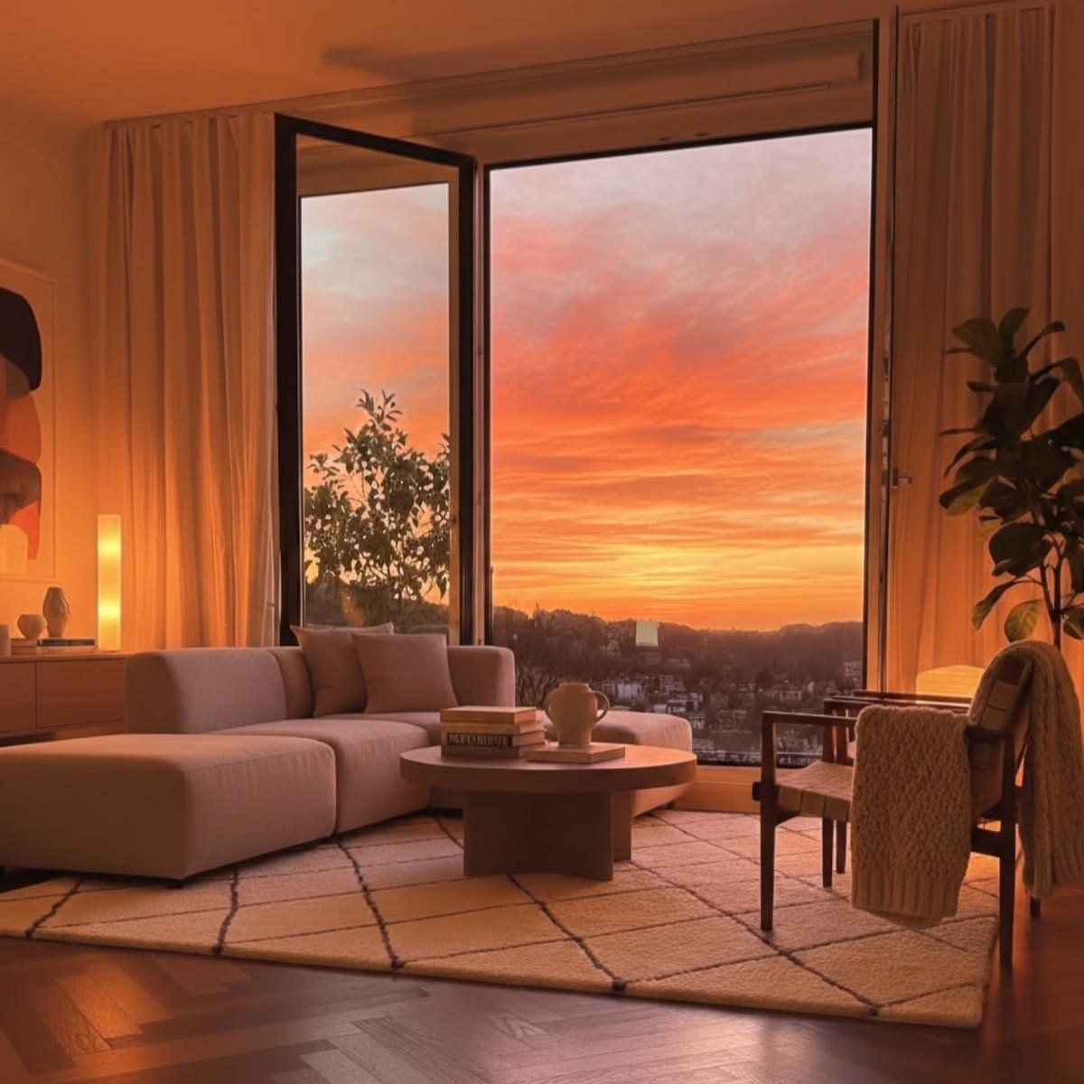 Abstract illustration of a calm evening sky with warm horizon glow representing peaceful night transitions